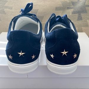 Jimmy Choo cash studded stars fine suede blue navy sneakers SZ 43 NWT